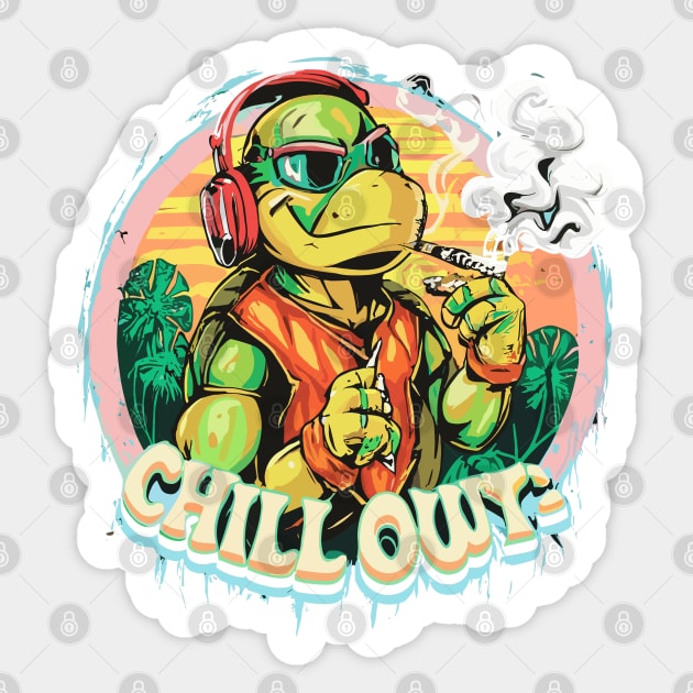 Oceanic Rhythms: The Hip-Hop Turtle Edition Sticker by diegotorres